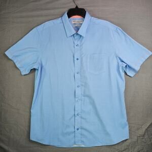 Nick Graham Everywhere Mens XL Button Up Shirt Light Blue Stretch Modern Fit